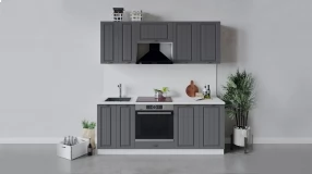Кухонный гарнитур «Лина» длиной 200 см со шкафом НБ (Белый/Графит)