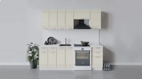 Кухонный гарнитур «Долорес» длиной 220 см (Белый/Крем)