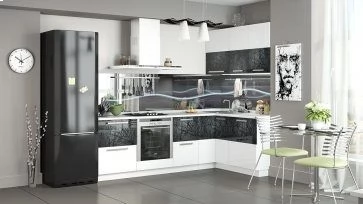 «Фэнтези» модульная мебель для кухни Белый глянец/черный
